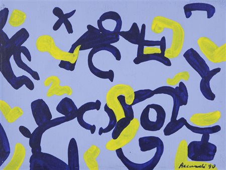 Carla Accardi Trapani 1924 – Roma 2014 "Azzurro viola e giallo" caseina su...