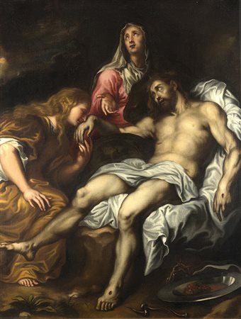 Maestro attivo a Genova nel secolo XVIIDeposizioneOlio su tela cm 155x119In...