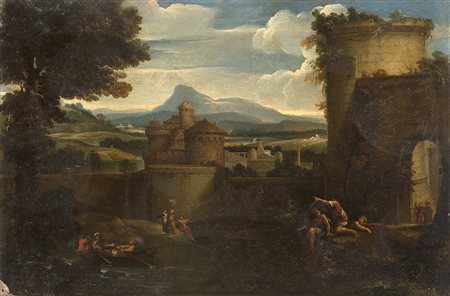 Cerchia di Domenico Zampieri, Il DomenichinoPaesaggio fluviale con...