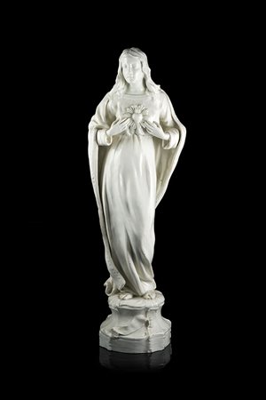 Manifattura della prima metà del secolo XIX "Sacro Cuore" scultura in...
