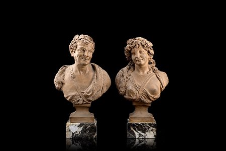 Louis Delaville (Jouy-sous-Thelle 1763 - Lens 1841)"Fauno e Flora" coppia di...