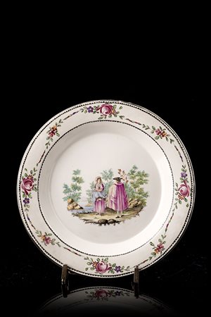 Manifattura Giustiniani, secolo XIX. Piatto in terraglia decorato in...