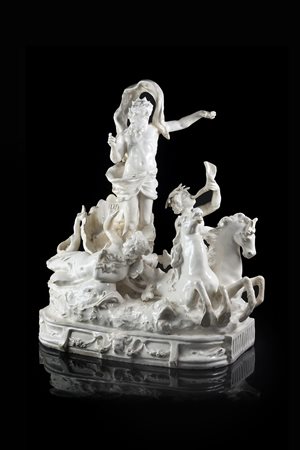 Manifattura veneta, secolo XIX "Carro di Nettuno" gruppo in terraglia...