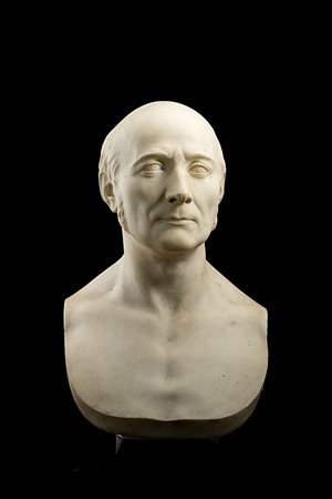 Artista del secolo XIX "Mezzobusto virile" scultura in marmo (h. cm 48)...