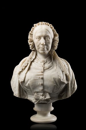 Scultore italiano, metà secolo XIX "Gentildonna" busto in marmo bianco...