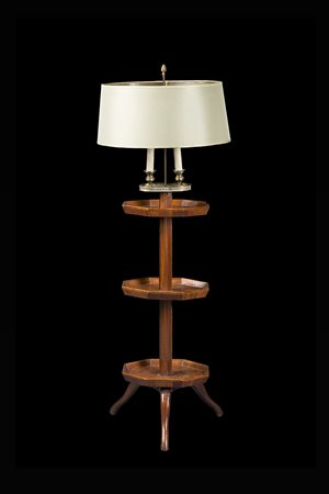 Etagère con lampada bouillotte in bronzo, fusto sfaccettato regolabile in...