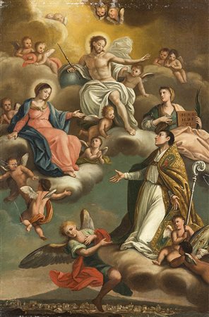 Scuola napoletana dell'inizio del secolo XVIIICristo in gloria con Sant'Agata...