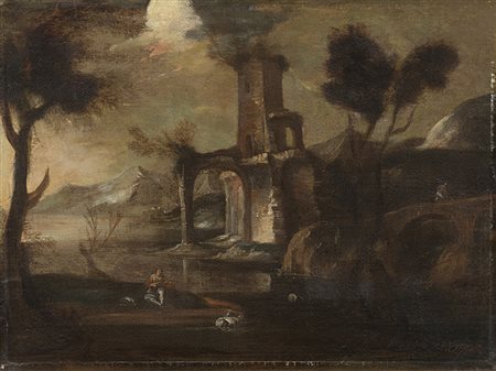 Ambito di Antonio Travi detto il Sestri, secolo XVIIIPaesaggio con capriccio...