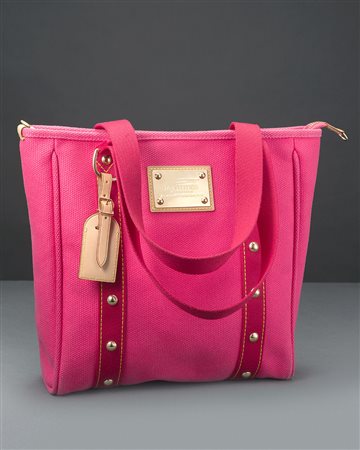 LOUIS VUITTON Borsa in tela sui toni del fucsia con inserti di borchie color...