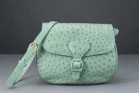 SCILPRA MILANOBorsa a tracolla in struzzo color menta (cm 24)