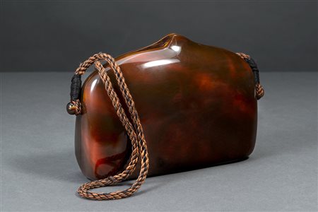 BORBONESE Clutch in simil-tartaruga con tracolla in tessuto (cm 20)