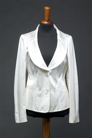 VALENTINO Giacca in raso bianco perla (tg. 40)