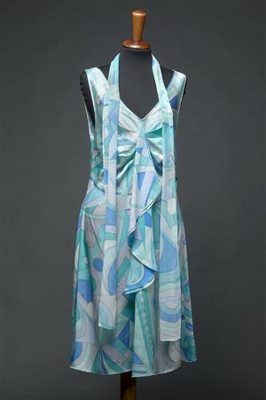 EMILIO PUCCI Abito da cocktail con volant in chiffon sul davanti nei toni del...