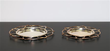 MUNARI CLETO Coppia sottobottiglie in argento 925, marchio e punzoni...