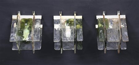 NASON CARLO (n. 1936) Tre lampade da parete/soffitto in vetro Murano e...