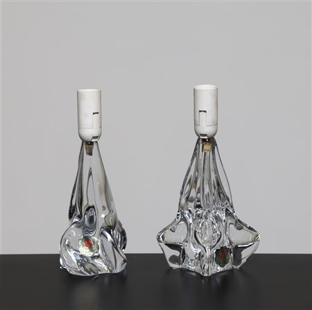 CRISTAL ILE DE FRANCE Coppia di lampade da tavolo in cristallo, etichetta...