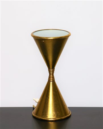 LELLI ANGELO Lampada da tavolo in metallo e vetro sabbiato, mod. Clessidra...