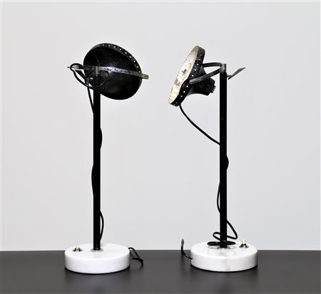 STILUX Coppia lampade da tavolo regolabili in metallo laccato e cromato con...