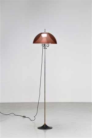 SARFATTI GINO (1912 - 1985) Attrib. Lampada da terra in metallo cromato,...