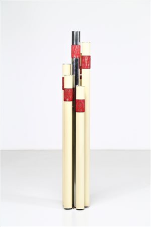 BROTTO ANGELO (1914 - 2002) Lampada da terra in metallo laccato, cromato e...