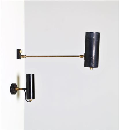 MANIFATTURA ITALIANA Coppia di appliques in ottone e metallo laccato, anni 60...