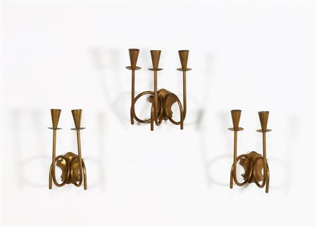 MANIFATTURA ITALIANA Tre applique in ottone, anni 40. -. . Misura grande: H...