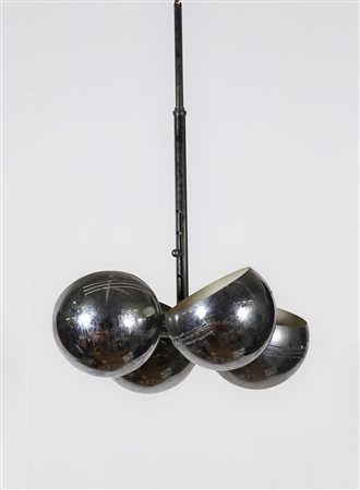 MANIFATTURA ITALIANA Lampadario regolabile in metallo cromato, anni 60 . -....