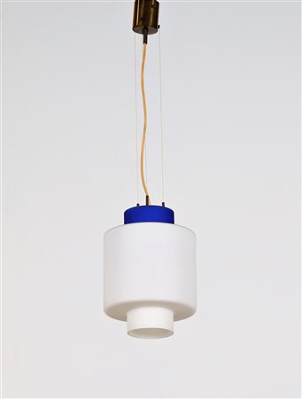 STILNOVO Lampada da soffitto in vetro satinato e ottone, anni 60. -. Cm 22,00...