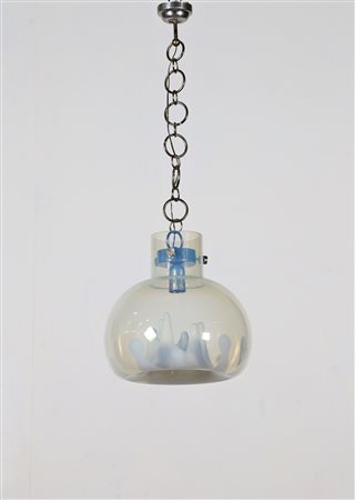 ZUCCHERI TONI (1937 - 2008) Lampada a sospensione in metallo e vetro di...