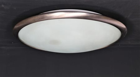 FONTANA ARTE Plaffoniera in metallo laccato e vetro satinato, mod. 1447 anni...