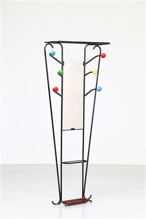 MANIFATTURA ITALIANA Attaccapanni in metallo laccato, vetro e legno laccato,...