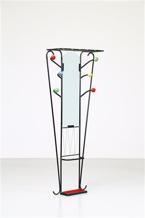 MANIFATTURA ITALIANA Attaccapanni in metallo laccato, vetro e legno laccato,...