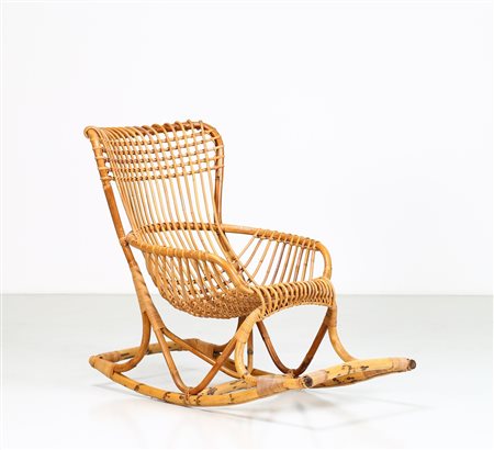BONACINA 1889 Dondolo in vimini, anni 60 . -. Cm 70,00 x 98,00 x 125,00....