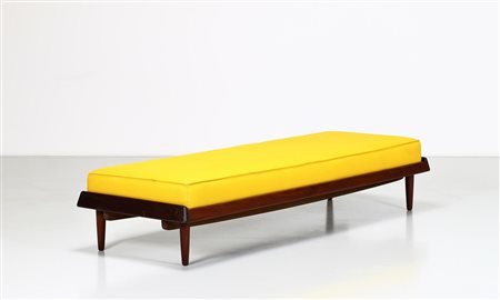 MANIFATTURA DANESE Panca dormeuse in teak e tessuto, anni 60. -. Cm 196,00 x...