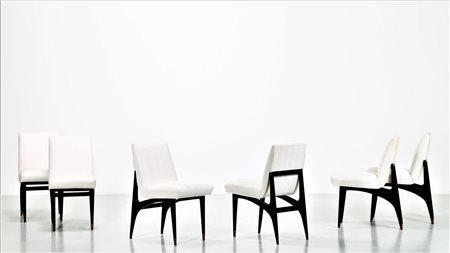 KAGAN VLADIMIR Attrib. Sei sedie in legno laccato e tessuto, . -. Cm 41,00 x...