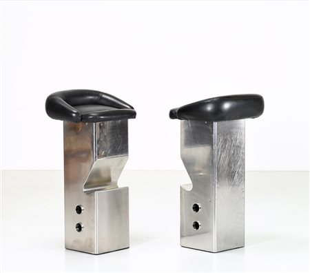 CECCHI MARZIO Coppia di sgabelli in acciaio e sky, per locale Ringo di...