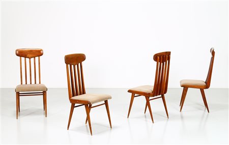 ANONIMO Quattro sedie in noce e tessuto, anni 40, Pubblicazioni; Il mobile...