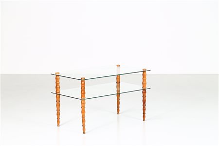 MANIFATTURA ITALIANA Tavolino in legno e piani in vetro, anni 40. -. Cm 93,00...