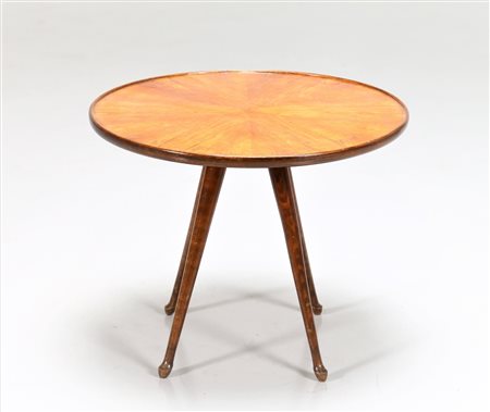 BORSANI OSVALDO (1911 - 1985) Tavolino tondo in radica di noce, produzione...