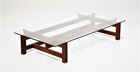 PARISI ICO (1916 - 1996) Tavolino da salotto in palissandro e piano in vetro,...