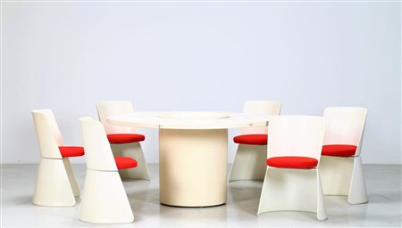 LENCI FABIO Tavolo sei sedie e carrello in poliuretano rigido stampato,...