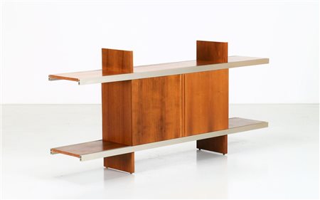 MANGIAROTTI ANGELO (n. 1921) Mobile da soggiorno in noce e alluminio, mod...