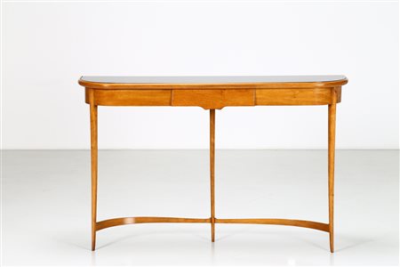 RAVA CARLO ENRICO (1903 - 1986) Consolle in noce con piano in cristallo, anni...