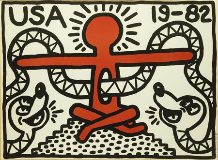 HARING KEITH (1958 - 1990) USA 19-82. 1982. Litografia. Cm 76,00 x 56,00....