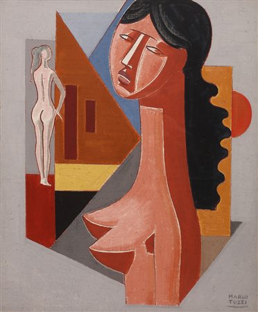 TOZZI MARIO (1895 - 1979) Figura. Olio su tela . Cm 66,00 x 54,00. Firma in...