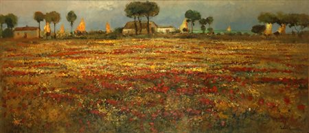 CASCELLA MICHELE (1892 - 1989) Paesaggio. Olio su tela . Cm 118,00 x 54,00....