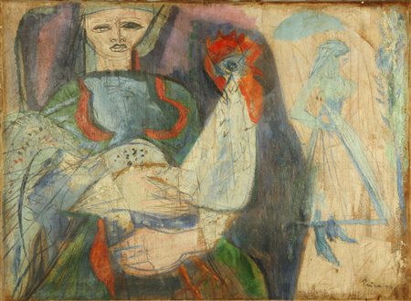 PRICA ZLATKO (1916 - 2003) Senza titolo. 1954. Tecnica mista su tela. Cm...