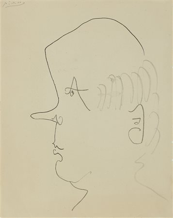 PICASSO PABLO (1881 - 1973) Senza titolo. Matita su carta. Cm 22,00 x 28,00....