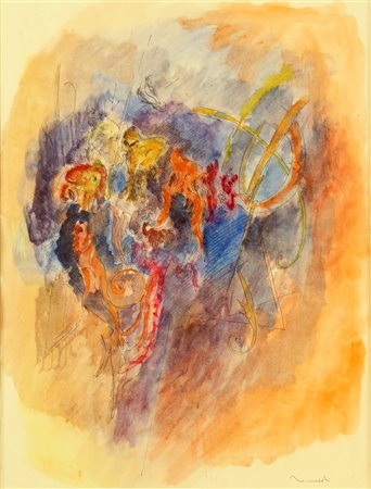 TANCREDI PARMEGGIANI (1927 - 1964) Facezie 6 matti. Tecnica mista su carta....