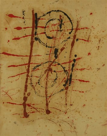 MANZONI PIERO (1933 - 1963) Composition. 1956. Olio su carta. Cm 22,50 x...